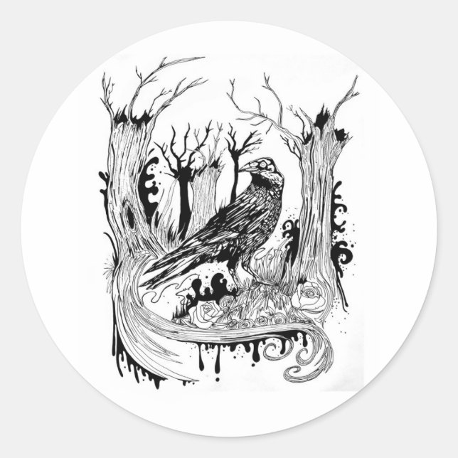 Adesivo Redondo O Corvo Negro (Frente)