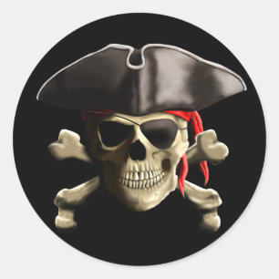 Adesivo Redondo O crânio alegre do pirata de Roger