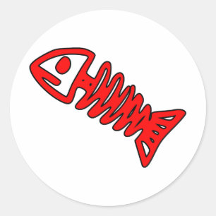 Adesivo Redondo O crânio de esqueleto dos peixes inoperantes