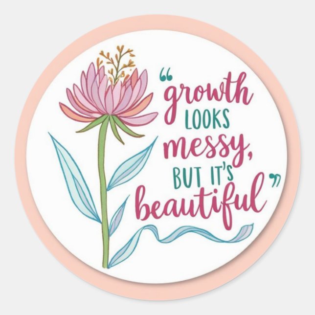 Adesivo Redondo O crescimento parece ser um viciado (Frente)