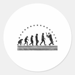Adesivo Redondo O Críquete Evolução Retro Cricketer Homens Críquet
