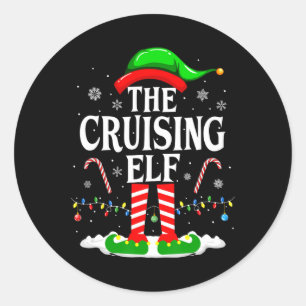 Adesivo Redondo O Cruzeiro Elf Xmas Engraçado Em Combinação Com O