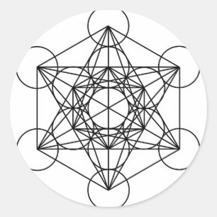 Adesivo Redondo O cubo de Metatron (branco)