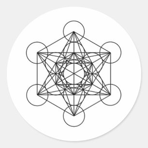 Adesivo Redondo O cubo de Metatron (branco)