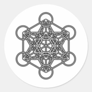 Adesivo Redondo O cubo de Metatron (preto)