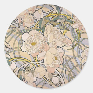 Adesivo Redondo O ~ de Alphones (Alfons) Mucha floresce