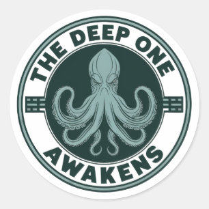 Adesivo Redondo O Deep One Desperta Polvo Cthulhu Vintage