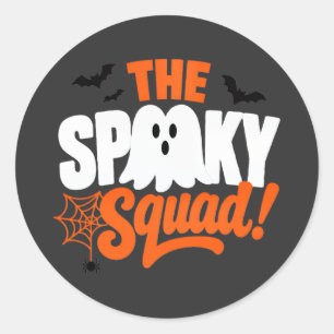 Adesivo Redondo O Design de Halloween da Equipe Assustadora