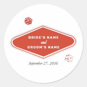 Adesivo Redondo O Destino do Casino de Las Vegas - Branco Vermelho