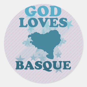 Adesivo Redondo O deus ama o Basque