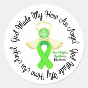 Adesivo Redondo O deus do linfoma de Non-Hodgkins fez a meu herói
