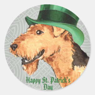 Adesivo Redondo O dia Airedale de St Patrick