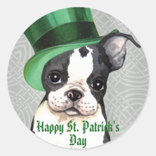 Adesivo Redondo O dia Boston Terrier de St Patrick