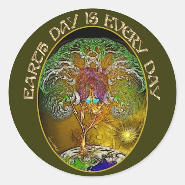 Adesivo Redondo O Dia da Terra é Todos os Dias (Frente)