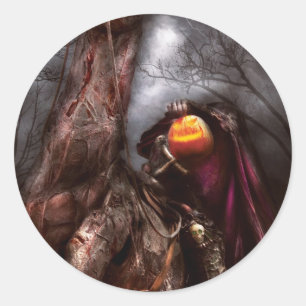 Adesivo Redondo O Dia das Bruxas - cavaleiro decapitado