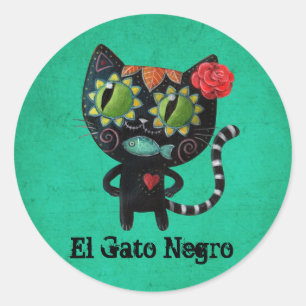 Adesivo Redondo O dia do gato preto inoperante