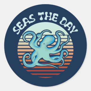 Adesivo Redondo O Dia dos Mares Octopus de Summer Vibes