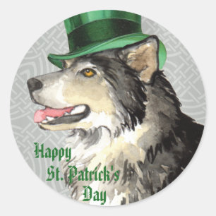 Adesivo Redondo O dia Malemute de St Patrick