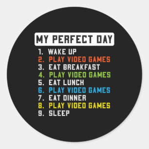 Adesivo Redondo O Dia Perfeito Joga Videos games Engraçados Homens