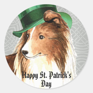 Adesivo Redondo O dia Sheltie de St Patrick