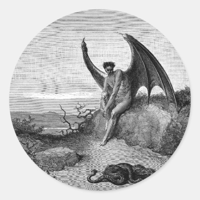 Adesivo Redondo O Diabo, Gustave Dore (Frente)