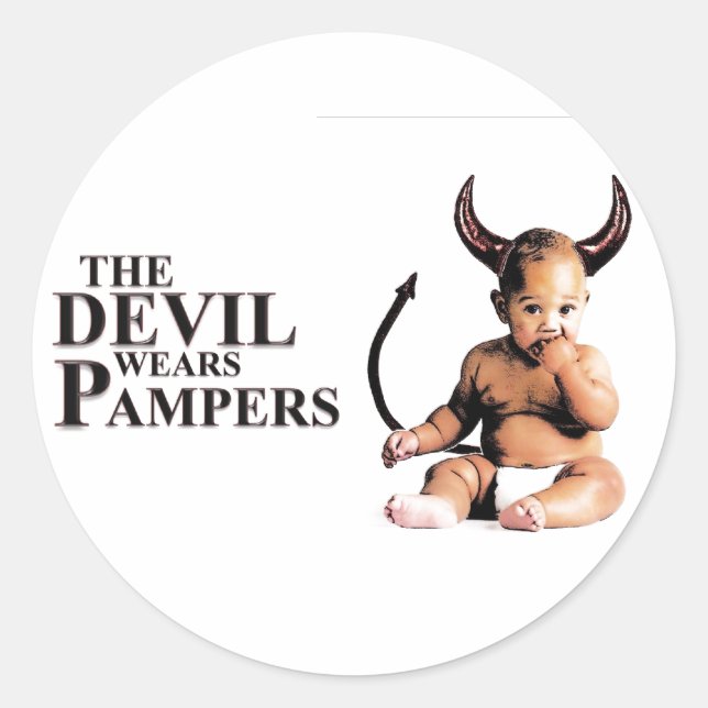 Adesivo Redondo O Diabo Veste Pampers (Frente)