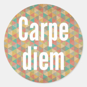 Adesivo Redondo O diem de Carpe, apreende o dia, teste padrão