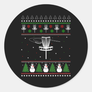 Adesivo Redondo O Doce De Golf De Natal Feio Oferece Presentes Par