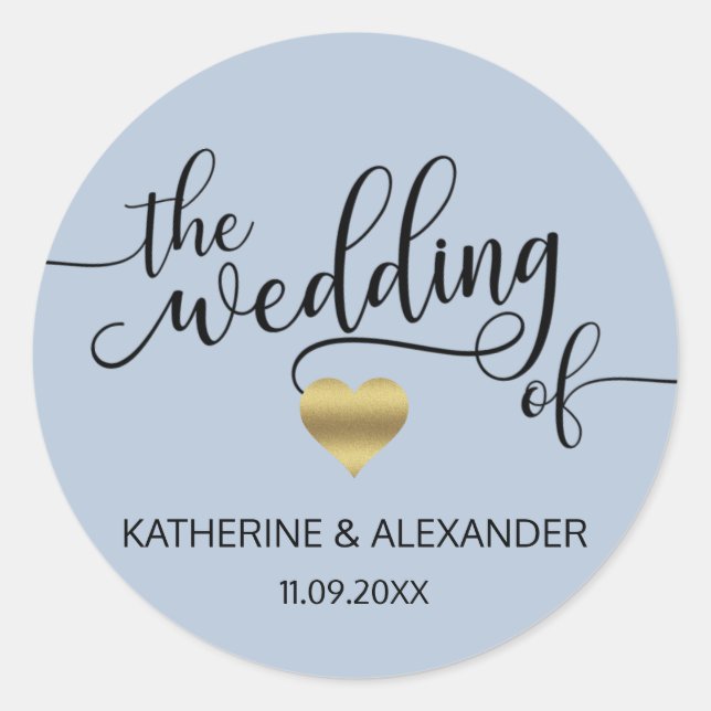 Adesivo Redondo O Dourado PEDAÇO AZUL, O CASAMENTO DE Selos (Frente)