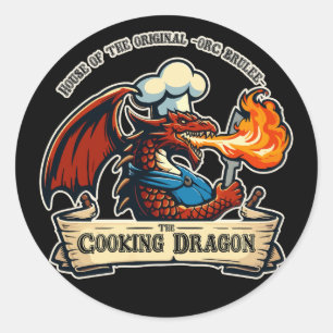 Adesivo Redondo O Dragão Cozinhar