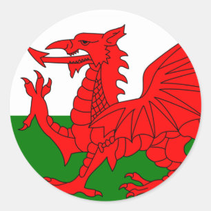 Adesivo Redondo O dragão vermelho [bandeira de Wales]
