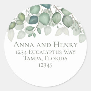 Adesivo Redondo O Elegante Eucalyptus deixa o endereço de retorno