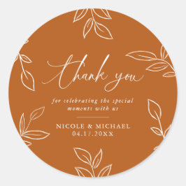 Adesivo Redondo O Elegante Laranja Queimado Deixa O Casamento Obri