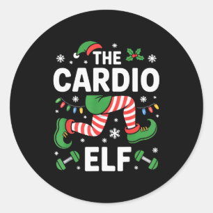 Adesivo Redondo O Elfo Cardio Engraçado Treino de Natal Academia F