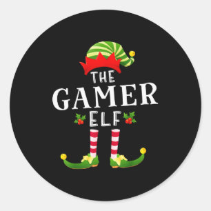 Adesivo Redondo O Elfo Gamer de Natal Camisa de Dormir Combinando