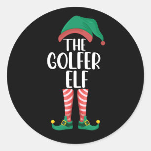 Adesivo Redondo O Elfo Golfista Família Golf Correspondente Natal