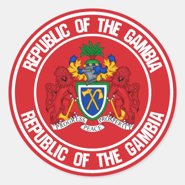 Adesivo Redondo O emblema da volta da Gâmbia (Frente)