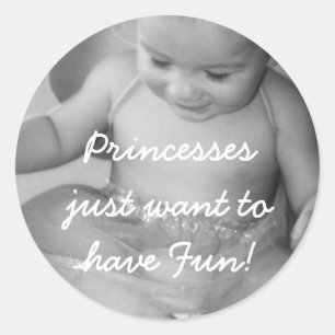 Adesivo Redondo o emblema Princessesjust quer ter o divertimento!