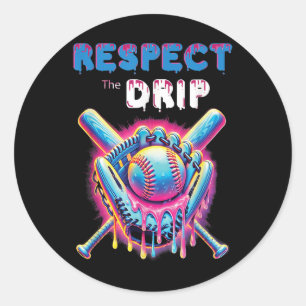 Adesivo Redondo O Engraçado Sorvete De Beball Drip Respeita O