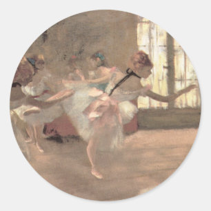 Adesivo Redondo O Ensaio por Edgar Degas, Arte de Balé Antigo