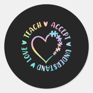 Adesivo Redondo O Ensino Aceita Compreender Autismo Autismo Profes
