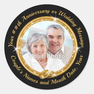 Adesivo Redondo O envelope Dourado personalizado da foto sela