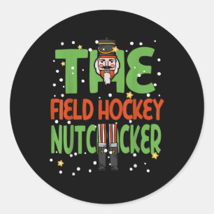 Adesivo Redondo O Esmagador de Campo de Hockey Natal Divertido Pij