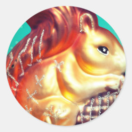 Adesivo Redondo O esquilo e a pinecone caem no ornamento de invern