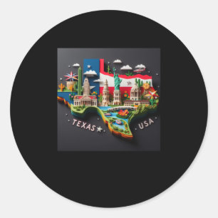 Adesivo Redondo O Estado Do Texas No U.A. Sticker