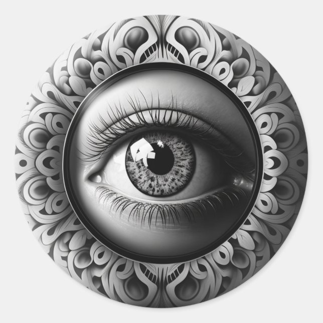 Adesivo Redondo O estilo "Eye Fornasetti" (Frente)