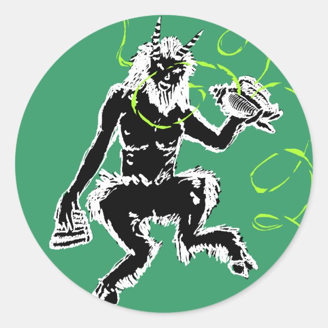 Adesivo Redondo O Excelente Deus Pan (Frente)