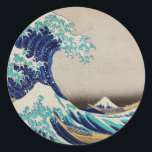 Adesivo Redondo O Excelente Hokusai desceu de Kanagawa. Vintage ja<br><div class="desc">Katsushika Hokusai "A Onda de Excelente de Kanagawa". Ilustração do japão Vintage.</div>