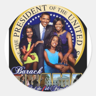 Adesivo Redondo ø Família Barack Obama