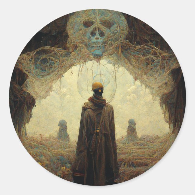 Adesivo Redondo O Fantasia Escura Entryway Sci-Fi (Frente)